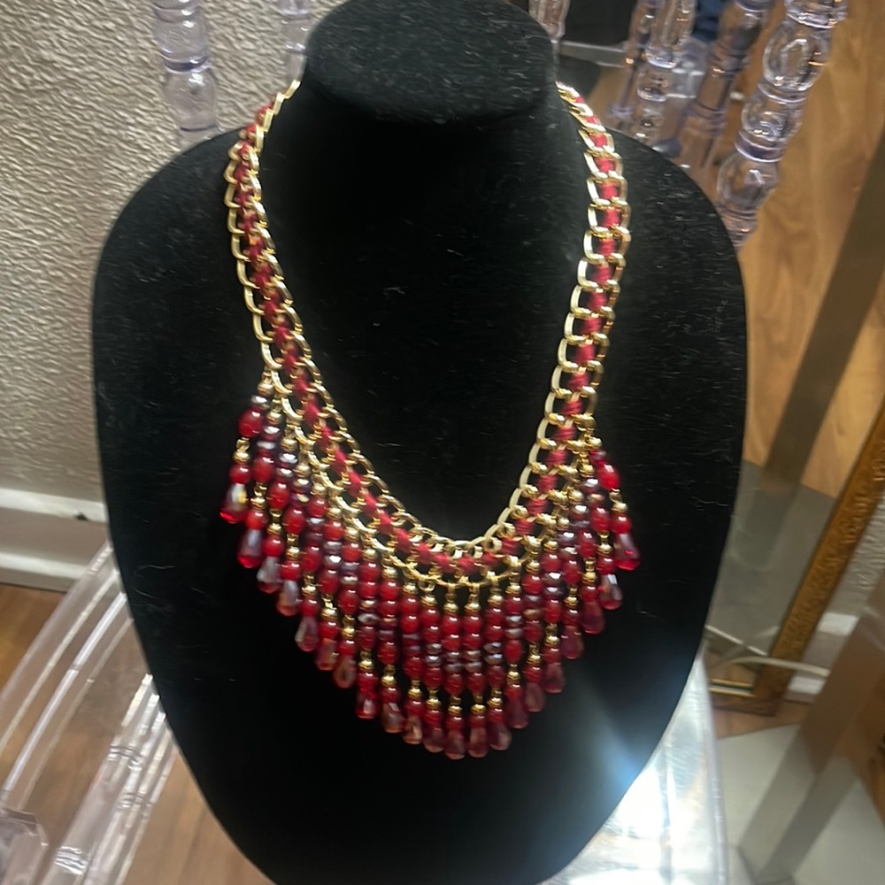 Red and gold statement necklace